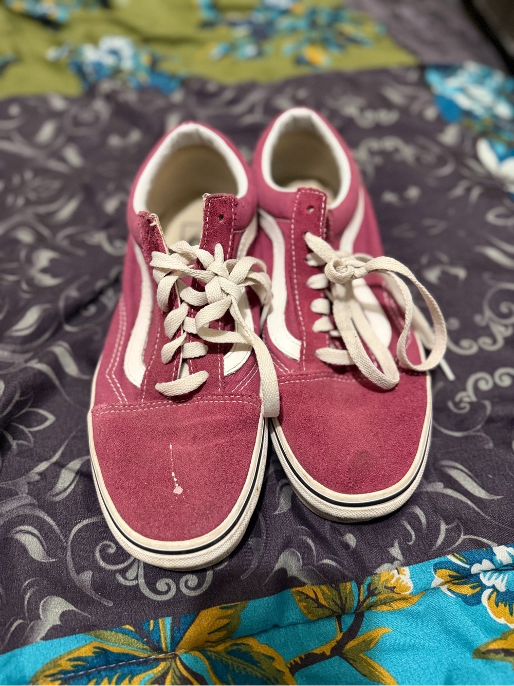 Vans Women's Rose Suede Low-Top Sneakers with White Stripe